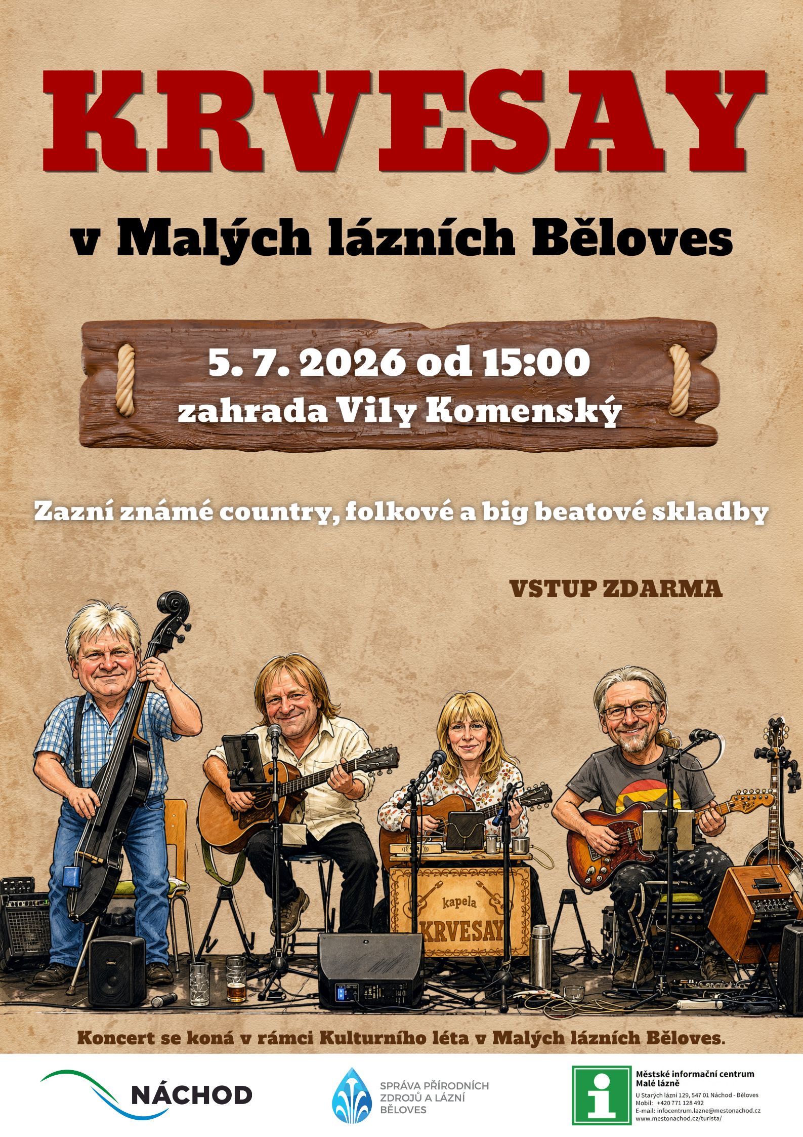 PlakátKoncert kapely Krvesay v Malých lázních